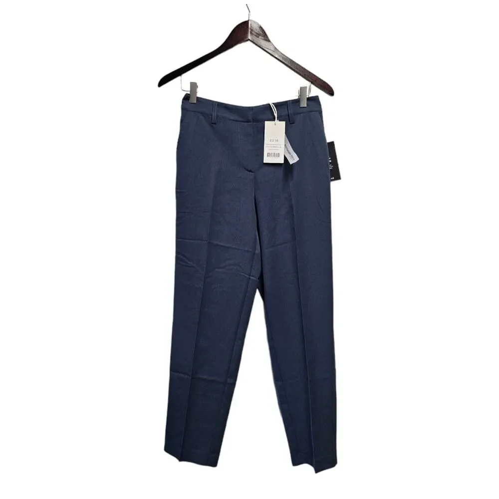 NA-KD Claire Rose Trousers Pants Slack Straight Ankle Blue Size EU34 US 4‎